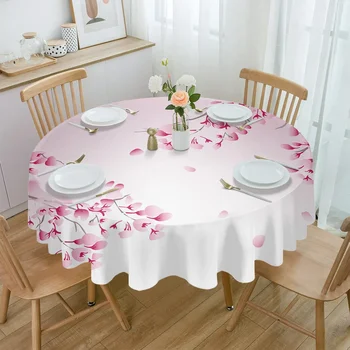 stil Okrugli stolnjak s teksturom sakura, vodootporna tkanina za dekoraciju vjenčanja, stolnjak za ručavanje
