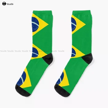 Čarape sa zastavom Brazilu Personalizirane Običaj čarape Unisex za odrasle, mlade i za mlade na digitalni tisak 360 °, poklon uličnu odjeću po mjeri