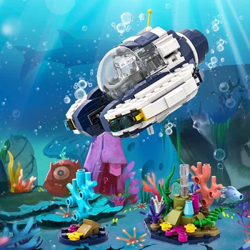 MOC Deep sea Moth Subnautica Podmornica Gradivni Blokovi Skup s Morski Koraljni Greben/Ribe Cigle Igračka za Djecu Dar sa kutijom