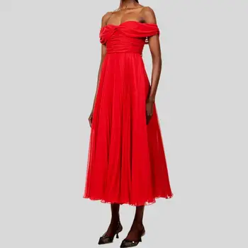 Haljina Olise na jedno rame, plaža suknja, kratka suknja, tanka шифоновая suknja 7 minuta, moderan, jednostavan i plemenit crvena suknja плиссированная