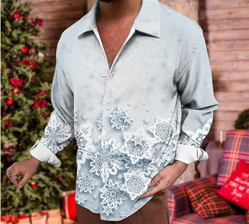 Božićni poklon 2023 godine Nova muška polo majica s po cijeloj površini dugi rukav, casual odjeća za rođendanske zabave, Udobna mekana tkanina S-6XL