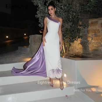 Ljubičasta атласное haljina Eightree za posebne prigode, arapski večernje haljine sa sjajnim bojama Duge haljine za maturalnu večer u Dubaiju, običaj