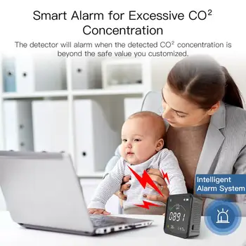 Tuya Smart WiFi CO2 Senzor, pametna mjerač ugljičnog dioksida, Senzor za temperaturu i vlagu, monitor LCD ekrana 3 u 1 metar