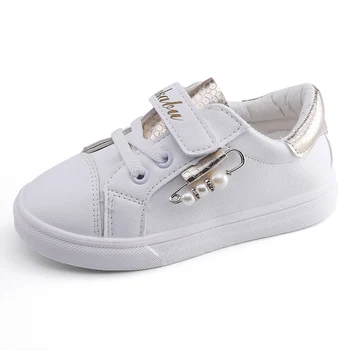 JGVIKOTO 2020, Jesenski modni obuća za klizanje za djecu, dječake i djevojčice, Bijele tenisice s bisernom брошью, Dječje casual cipele, Prozračna Soft