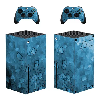 Naljepnica-skin Xbox Series X u plavom geometrijskom stilu za konzole i 2 kontrolera, vinil zaštitna naljepnica-skin Stil 1