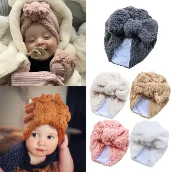 Soft fat dječje kape, topliji za uši, povez za glavu od pliš tkanine s lukom, kapa za novorođenče