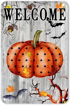 Pozdrav Halloween Metalni znak u obliku bundeve, grašak, Javor lišće, paukova, šišmiš, zidni жестяная firma, antički bundeva, Pun mjesec