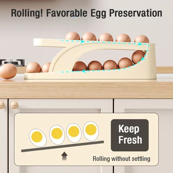 Automatski dozator za jaja s перекатыванием, hladnjak, Držač za jaja, Dom dvostruka kutija za skladištenje jaja, Pop-kontejneri-organizator za jaja