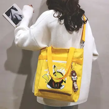 Prijenosni torbe preko ramena s pokemon Pikachu, холщовая torba preko ramena, crtani prijenosna torba za pohranu velikog kapaciteta, dar za festival za studentice