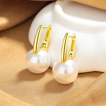 Luksuzni vjenčanja Ženske naušnice-prsten s imitacija bisera u stilu OL Za žene, zlatne, Srebrne Perle, Vjenčani nakit za rođendan, pokloni