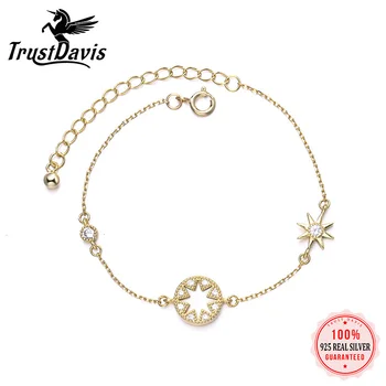 TrustDavis, Narukvica, lanac od prirodnih 925 sterling srebra za žene i djevojčice, fin nakit DD1312