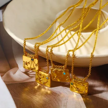 Ukusna i luksuzno ogrlica s ovjesom od 12 Zviježđa Vintage Bakrena позолоченная lanac na ключицу Nakit Ženski nakit