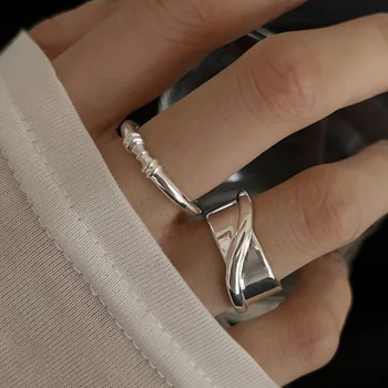 Srebro 925 sterling Jednostavne uvijanje od pečenog tijesta sa pogrešnim otvaranja širokih oboda Podesivi prsten za žene Fin nakit Slatka Pribor
