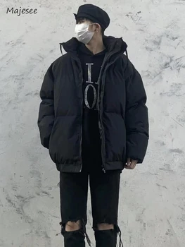 Parkovi Gospodo Harajuku Jednostavne Fat S Dugim Rukavima Svestran U Korejskom Stilu Moderan Muška Odjeća Monotono Moderan Vanjski Odjeća Zimski Casual