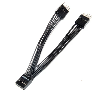 3X Matična ploča HD Audio produžni kabel 9Pin od 1 utičnice do 2 utičnice Y-mrežni kabel-razdjelnik crna za PC DIY 10 cm
