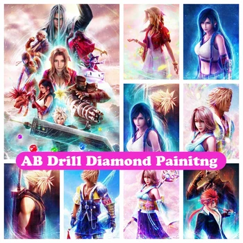 Final Fantasy 5D DIY AB Bušenje Diamond slikarstvo, Mozaik Igra Crtani Vez Križem Rhinestones ručni rad, Dar za uređenje doma