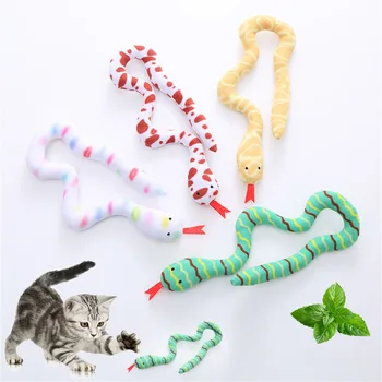 Interaktivna igračka za mačke U obliku male zmije Dodajte mačka metvica unutra Pliš igračke, otporna na укусам zmije, Četkanje zubi, igrajte se s mačića, podučavajte igračke