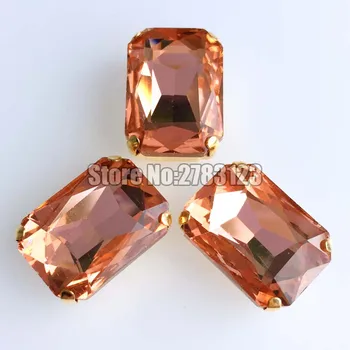 Tvorničke prodaju Pravokutnik sa zlatnim limom, osam četvornih водянисто-crvenih kristala AAA + Glass, dijamanata za šivanje kandži, uradi sam / Pribor za odjeću