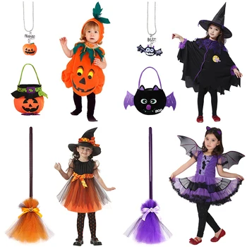 Od 1 do 12 godina, cosplay djevojčica na Halloween, jednodijelni kostim s bundeve, карнавальный dječji kostim vampira, vještica, Zombija, vraga, kostur.