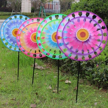 Veliki vjetar spinners, dupli sloj vjetrenjača s крутящимися bojama, šarene za uređenje dvorišta i vrta na otvorenom, izravna dostava
