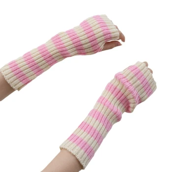 Ženske kukičane rukavice bez prstiju Harajuku Y2K, нарукавники u traku za djevojčice, нарукавник M6CD