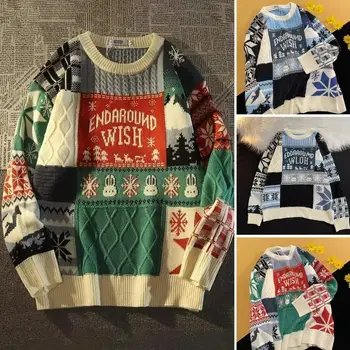 Božićni pulover dugih rukava u američkom stilu za muškarce i žene Y2K Ulica jesensko-zimska moda, slobodan pulover, džemper