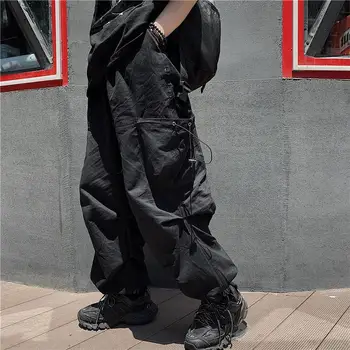 Muške hlače-teretni Techwear 2024, crne hlače za trčanje, Korejski svakodnevni Japanski Vrt odjeću u stilu hip-hop, safari džep