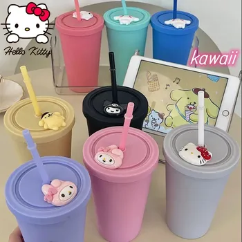 450 ml Kawai Hello Kitty Slama Šalica Kuromi Cinnamoroll Pom Pom Purin Ringtone Anime Crtani Veliki Kapacitet Šalicu Čaja S Mlijekom Dječji Dar