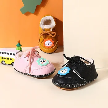 Zimska dječje cipele za dječake i djevojčice 0-1 godina, cipele za pre hoda, od samta i debeli pamuk cipele, udobne cipele za učenje