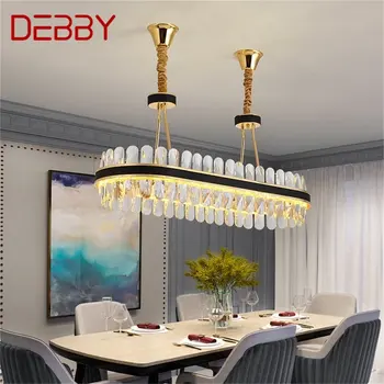 Ovalni luster DEBBY Kristalnu viseći svijećnjak u stilu постмодерн, kožni cijele lampa za dnevni boravak-blagovaonica