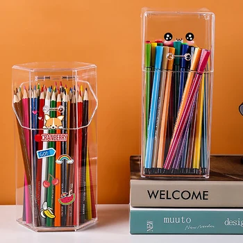 Prozirni akril, Držači za olovke, kutija za pohranu s poklopcem, prašinu organizator za radne površine u studentskom uredu velikog kapaciteta