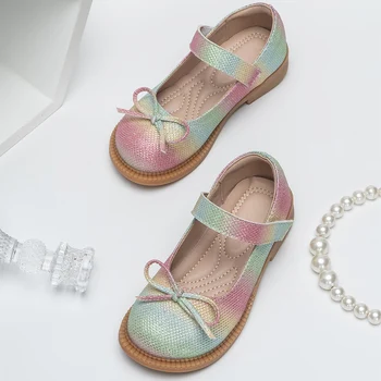 2023 Dječje kožne cipele s lukom, Slatka Univerzalni đonovi Udoban, moderno casual cipele i ravnim cipelama mekani potplat za djevojčice
