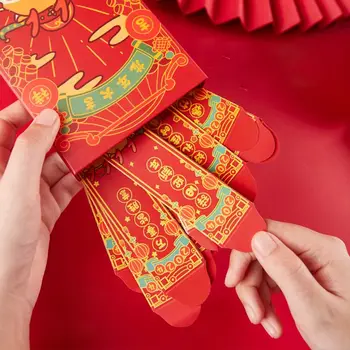 1 komplet Tradicionalni novogodišnji koverti Kreativni iznenađenje Slijepi Kutije Džepove Jednostavne slatka uzoraka u obliku Zmajeva Crvena džepove Iznenađenje
