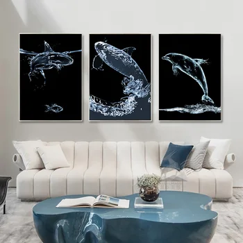 Sažetak kap vode Oceana val Riba Platnu kitopsina Plakati Skandinavski zidne slike za uređenje doma dnevni boravak