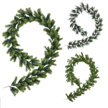 Umjetna zelene biljke 2024, Božić Božićni vijenac, vijenac, ukras za kućne zabave, bor, bilo koji otvoreni položaj ukras od ratana za djecu