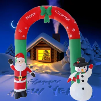 2,4 m Božićne Dekoracije Igračke na Napuhavanje Luk Djed Mraz i Snješko sa Led Svjetiljke Unutarnji Vanjski Večernje Vrtni Ukras