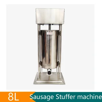 Stroj za punjenje kobasica kapaciteta 8 l, Vertikalni stroj za punjenje mesom, stroj za proizvodnju suhomesnati proizvodi od nehrđajućeg čelika, poslovni Kuhinjski stroj za punjenje suhomesnati proizvodi, brusilice
