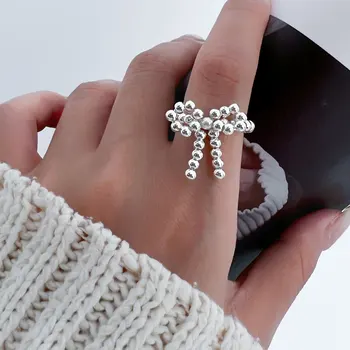 Elastično prsten-luk od srebra S925 uzorka za ženske individualnosti, mode, temperamenta i univerzalne prstena na kažiprstu i za Sm