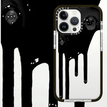 Umjetnički crna torbica s потеками boje za Iphone 11 14 15 Pro Max Silicone Soft Funda 12 13 Pro 7 8 Plus 7 + X XS XR šok-dokaz torbica