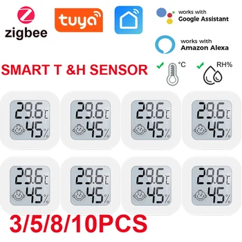 Pametan termometar Tuya ZigBee, dom senzor temperature i vlažnosti u prostoriji S LCD zaslon, Glasovno upravljanje aplikacijom, Alexa, Google Home