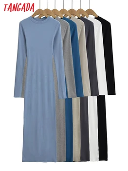 Tangada, novo donje monotone вязаное dugu haljinu-džemper dugih rukava, donje maksi haljina 2B47