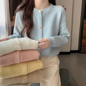 Pletene kardigan s okruglog izreza Kaning Gentle Temperament za žene 2023, jesen kratak džemper u korejskom stilu, ženska odjeća, novo jeseni