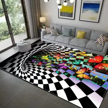 Cross-border 3D vizualni tepih za dnevni boravak, trodimenzionalni zamka, ukrasni tepih za spavaće sobe, garderobe, puni tepisi