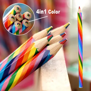 Set 4kom boja olovke HB Creative Rainbow 4 boje U jednom vodstvu štap za dječje kreativnosti, crtanje, uredskog pribora dar s drvenom drškom